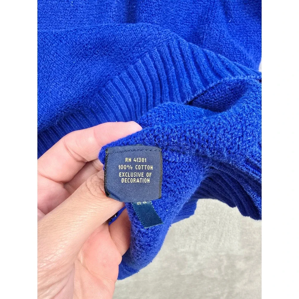 Polo Ralph Lauren Quarter Zip Sweater Mens XXL Blue Cotton Knit Red Pony Logo